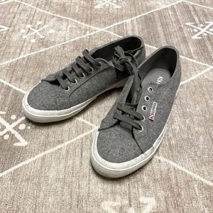 NEW Superga Grey Pearl Wool Flannel Sneakers